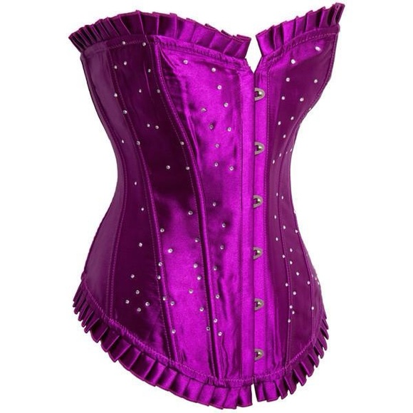 Vibrant Purple Corset with Rhinestone Detailing, Y2K Glam Size M - Picture 3 of 6